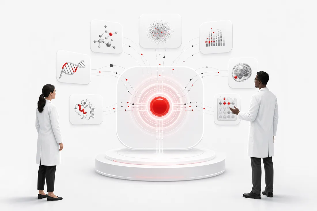 A team of scientists around a unified data platform with an AI core